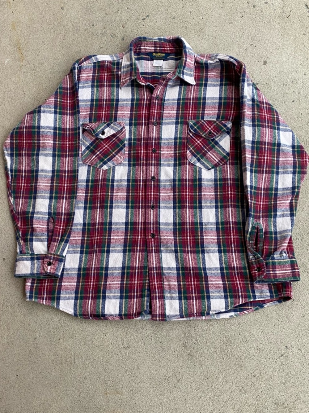 90s Vintage Osh Kosh Plaid Button-Up Pull-Over